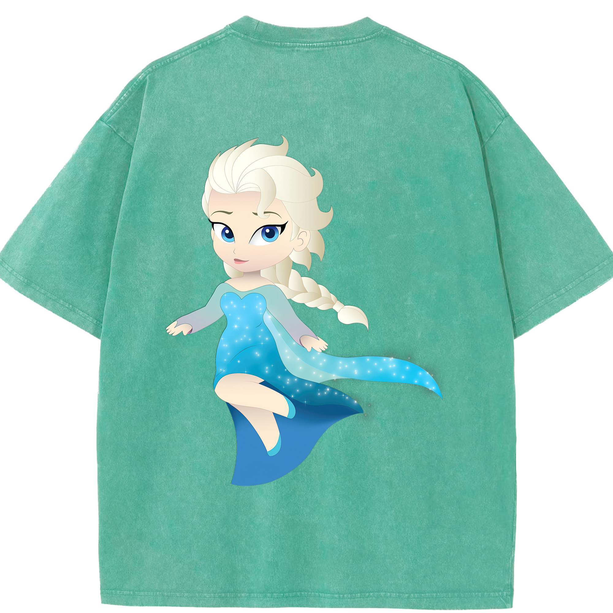 （画像用） アナと雪の女王 アンナ エルサ Frozen Anna Elsa 綿100% ヴィンテージ風 半袖Tシャツ（背面プリント）